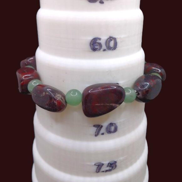 Tumbled Gemstone Bracelet Deep Red Beaded Green Aventurine Unisex Stackable NEW - Picture 4 of 9